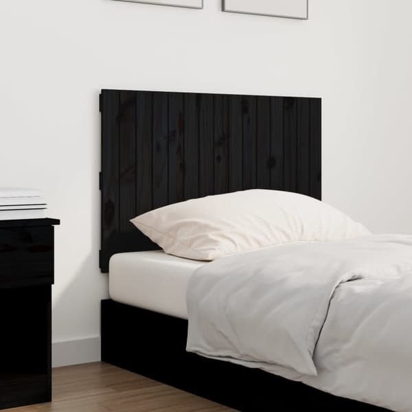 Hovedgærder og fodgærder - Living sengegavl 95,5x3x60 cm massivt fyrretræ sort
