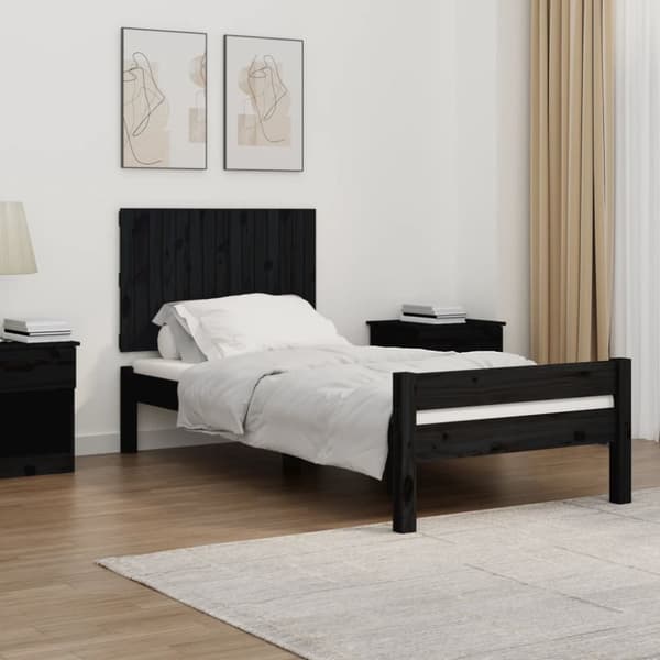 Hovedgærder og fodgærder - Living sengegavl 95,5x3x60 cm massivt fyrretræ sort