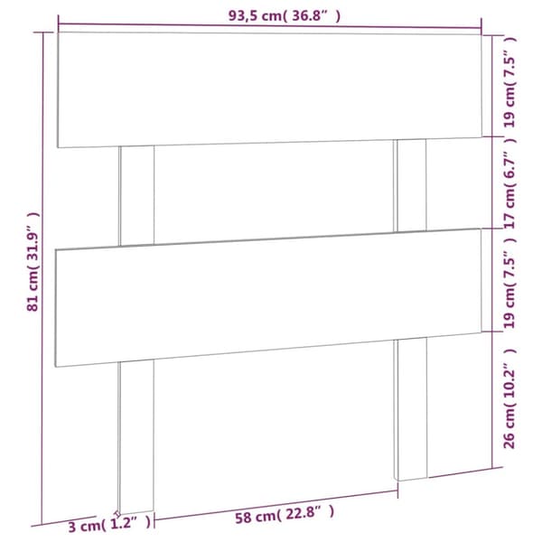 Hovedgærder og fodgærder - Living sengegærde 93,5x3x81 cm massivt fyrretræ