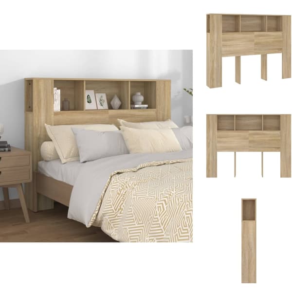 Hovedgærder og fodgærder - Living sengegavl med opbevaring 140x18,5x104,5 cm sonoma-eg