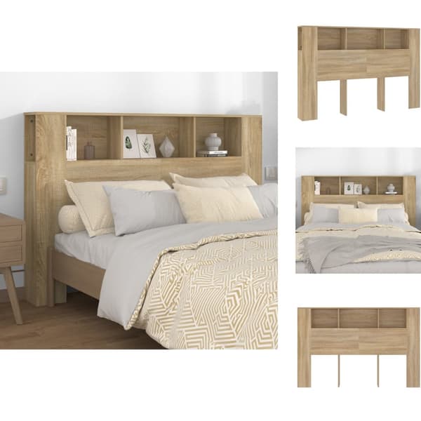 Hovedgærder og fodgærder - Living sengegavl med opbevaring 160x18,5x104,5 cm sonoma-eg