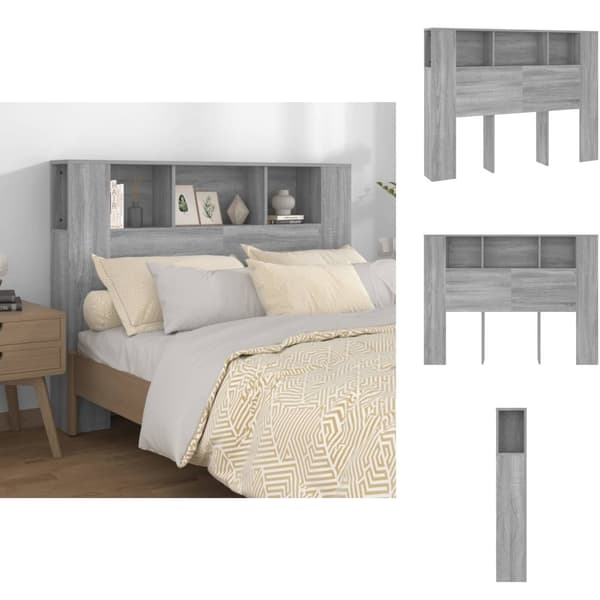 Hovedgærder og fodgærder - Living sengegavl med opbevaring 140x18,5x104,5 cm grå sonoma-eg