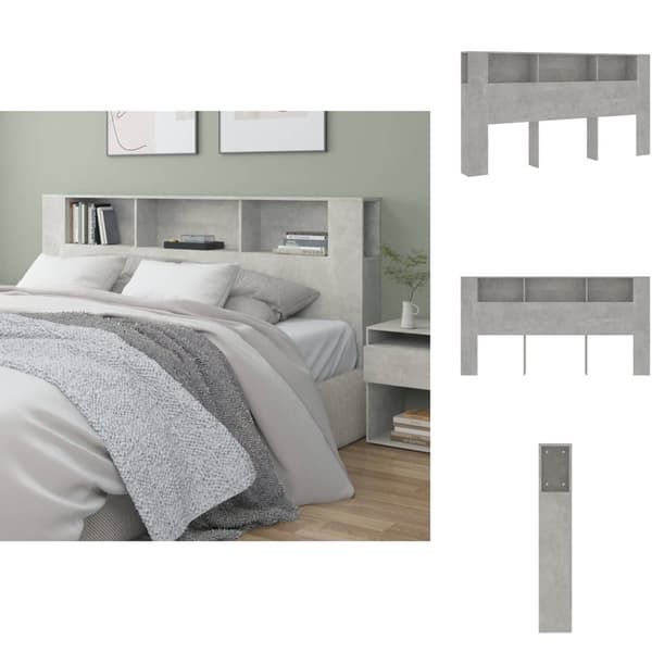 Hovedgærder og fodgærder - Living sengegavl med opbevaring 200x18,5x104,5 cm betongrå