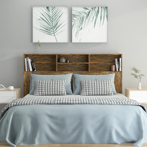 Hovedgærder og fodgærder - Living sengegavl med opbevaring 160x19x103,5 cm røget egetræsfarve