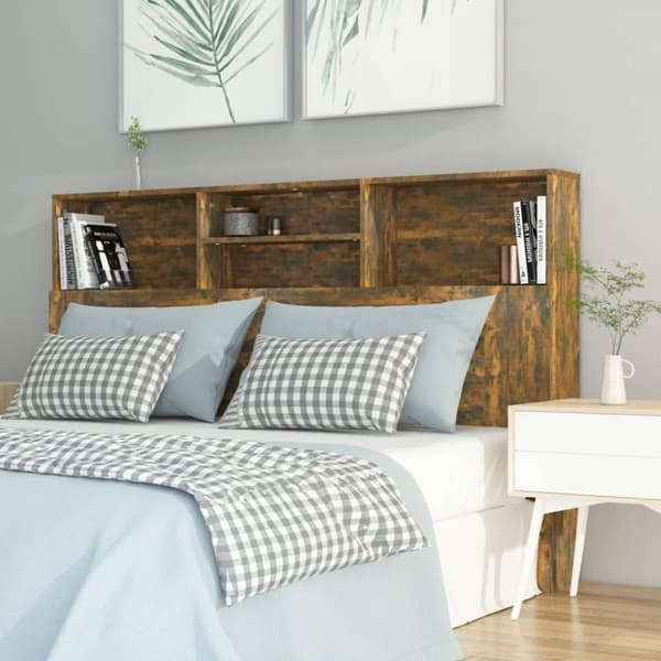 Hovedgærder og fodgærder - Living sengegavl med opbevaring 160x19x103,5 cm røget egetræsfarve