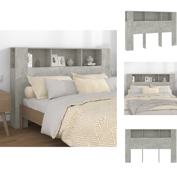 Hovedgærder og fodgærder - Living sengegavl med opbevaring 160x18,5x104,5 cm betongrå