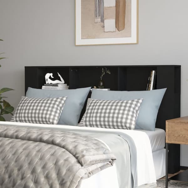 Hovedgærder og fodgærder - Living sengegavl med opbevaring 180x18,5x104,5 cm sort