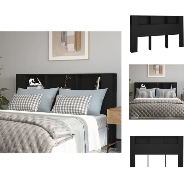 Hovedgærder og fodgærder - Living sengegavl med opbevaring 180x18,5x104,5 cm sort
