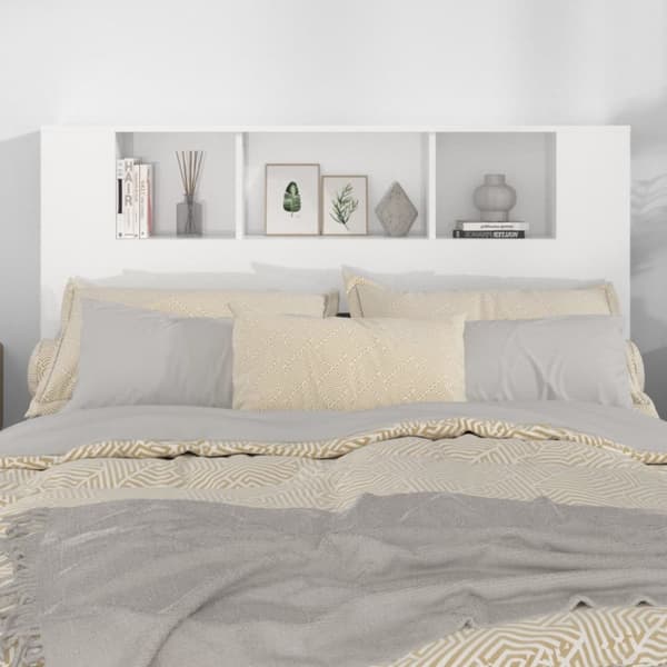 Hovedgærder og fodgærder - Living sengegavl med opbevaring 140x18,5x104,5 cm hvid højglans