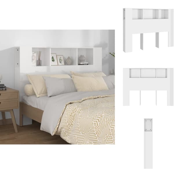 Hovedgærder og fodgærder - Living sengegavl med opbevaring 140x18,5x104,5 cm hvid højglans