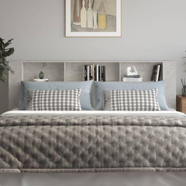 Hovedgærder og fodgærder - Living sengegavl med opbevaring 220x18,5x104,5 cm betongrå
