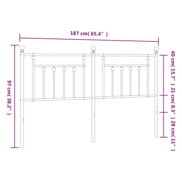 Sängynpäädyt - Living Metallinen sängynpääty musta 180 cm