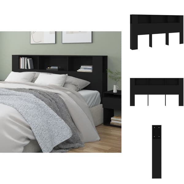 Hovedgærder og fodgærder - Living sengegavl med opbevaring 200x18,5x104,5 cm sort