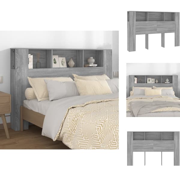 Hovedgærder og fodgærder - Living sengegavl med opbevaring 160x18,5x104,5 cm grå sonoma-eg