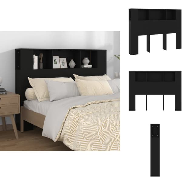 Hovedgærder og fodgærder - Living sengegavl med opbevaring 140x18,5x104,5 cm sort