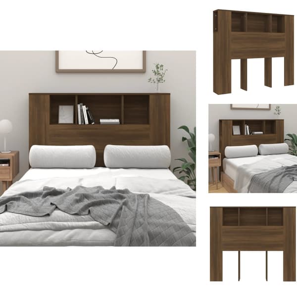 Hovedgærder og fodgærder - Living sengegavl med opbevaring 120x18,5x102,5 cm brun egetræsfarve