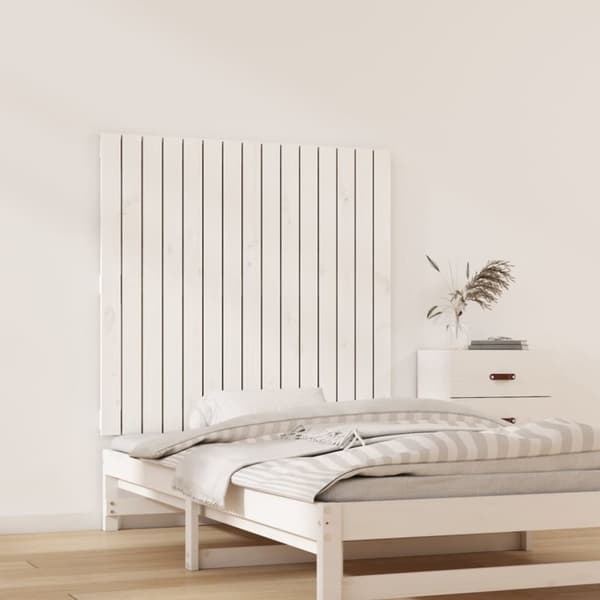 Sängynpäädyt - Living Sängynpääty seinälle valkoinen 95,5x3x90 cm täysi mänty