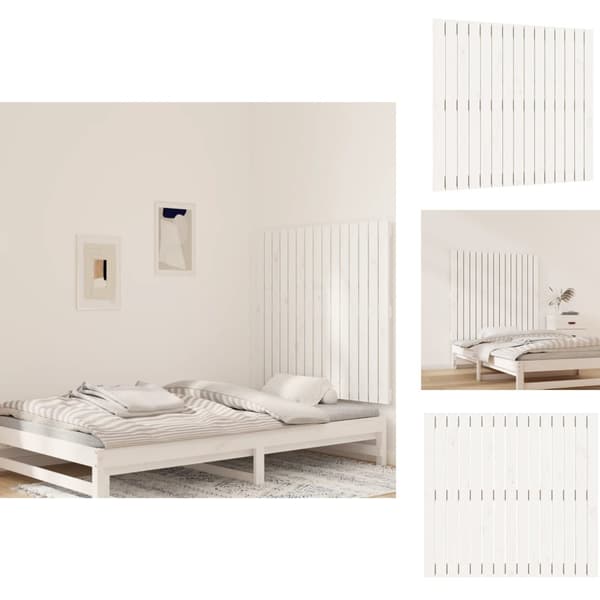 Sängynpäädyt - Living Sängynpääty seinälle valkoinen 95,5x3x90 cm täysi mänty