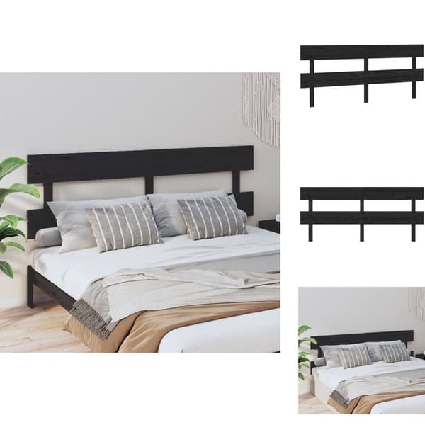 Sängynpäädyt - Living Sängynpääty musta 204x3x81 cm täysi mänty