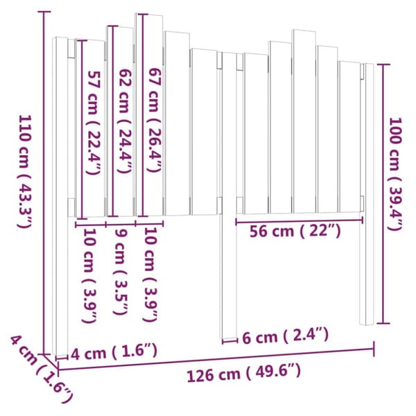 Hovedgærder og fodgærder - Living sengegærde 126x4x110 cm massivt fyrretræ sort