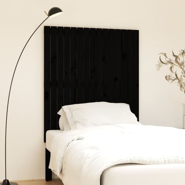 Sängynpäädyt - Living Sängynpääty seinälle musta 95,5x3x110 cm täysi mänty