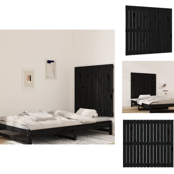 Hovedgærder og fodgærder - Living sengegavl 95,5x3x90 cm massivt fyrretræ sort