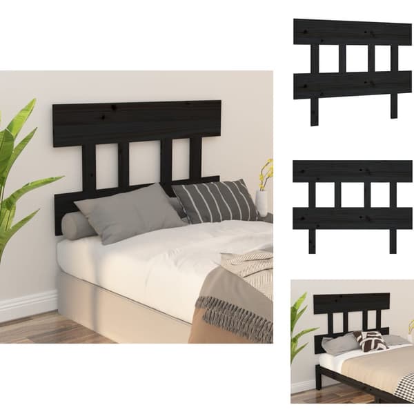 Sängynpäädyt - Living Sängynpääty musta 93,5x3x81 cm täysi mänty
