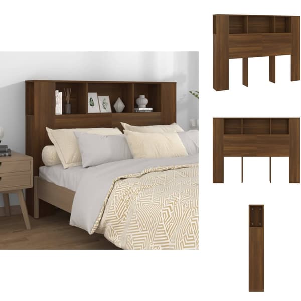 Hovedgærder og fodgærder - Living sengegavl med opbevaring 140x18,5x104,5 cm brun egetræsfarve