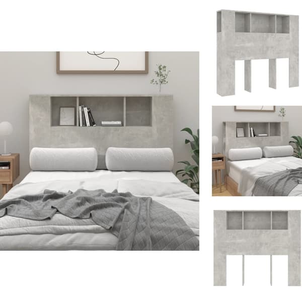 Hovedgærder og fodgærder - Living sengegavl med opbevaring 120x18,5x102,5 cm betongrå