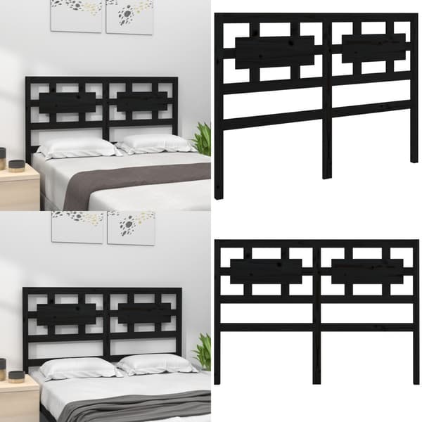 Sengegærde 125,5x4x100 cm massivt fyrretræ sort - Sengegærde - Sengegærder - Home & Living