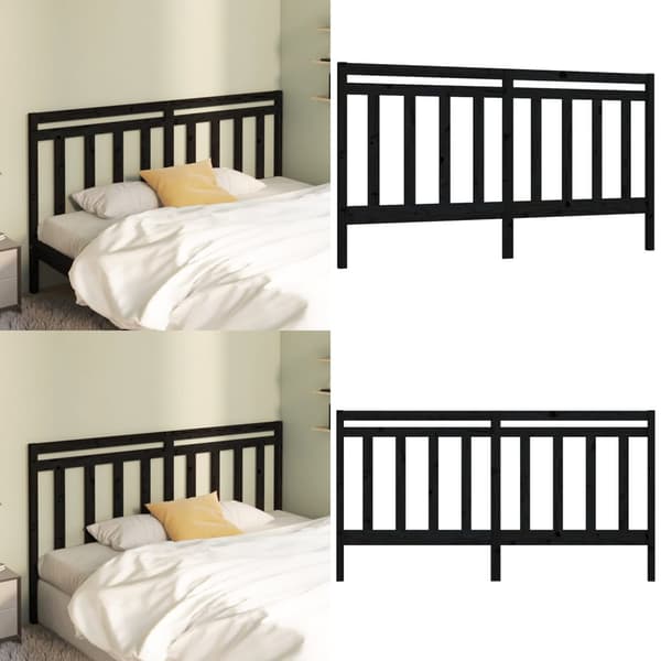 Sengegærde 206x4x100 cm massivt fyrretræ sort - Sengegærde - Sengegærder - Home & Living