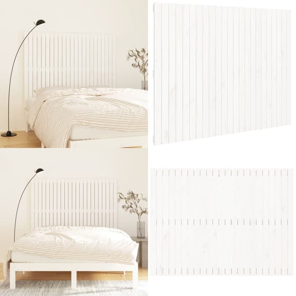 Sängynpääty seinälle valkoinen 146,5x3x110 cm täysi mänty - Seinäsängynpääty - Seinäsängynpäädyt - Home & Living