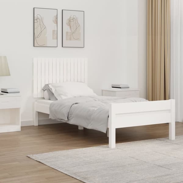 Sengegavl 95,5x3x60 cm massivt fyrretræ hvid - Væghængt Sengegavl - Væghængte Sengegavle - Home & Living