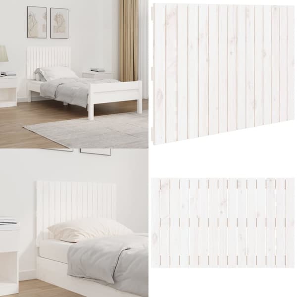 Sengegavl 95,5x3x60 cm massivt fyrretræ hvid - Væghængt Sengegavl - Væghængte Sengegavle - Home & Living
