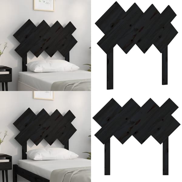Sengegærde 92x3x81 cm massivt fyrretræ sort - Sengegærde - Sengegærder - Home & Living