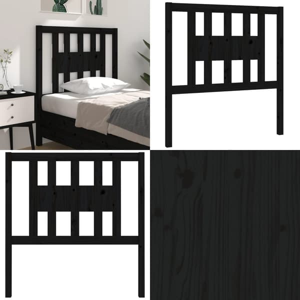 Sengegærde 96x4x100 cm massivt fyrretræ sort - Sengegærde - Sengegærder - Home & Living