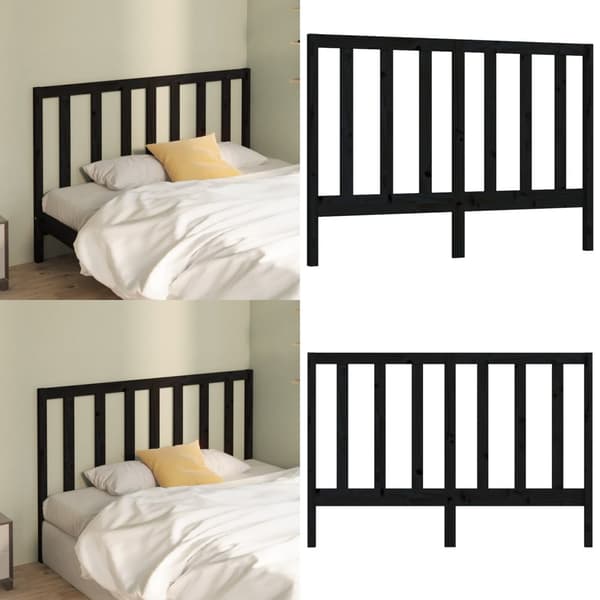 Sengegærde 166x4x100 cm massivt fyrretræ sort - Sengegærde - Sengegærder - Home & Living