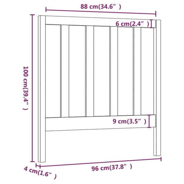 Sengegærde 96x4x100 cm massivt fyrretræ sort - Sengegærde - Sengegærder - Home & Living
