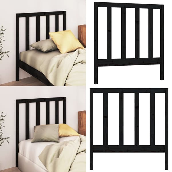 Sengegærde 96x4x100 cm massivt fyrretræ sort - Sengegærde - Sengegærder - Home & Living