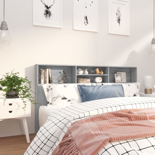 Sengegavl med opbevaring 180x19x103,5 cm grå sonoma-eg - Sengegavl Med Opbevaring - Sengegavle Med Opbevaring - Home & Living