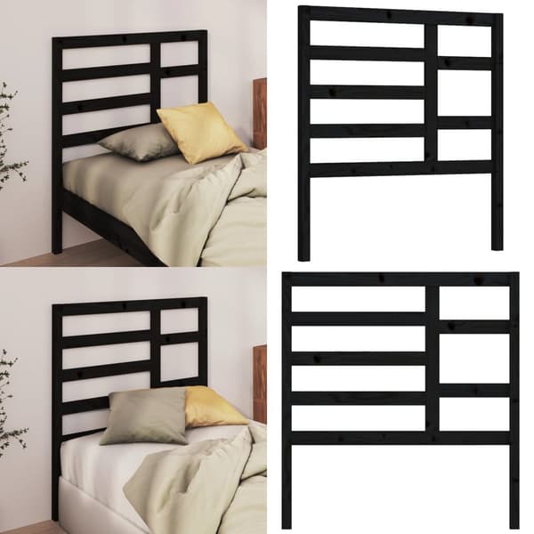 Sengegærde 96x4x104 cm massivt fyrretræ sort - Sengegærde - Sengegærder - Home & Living