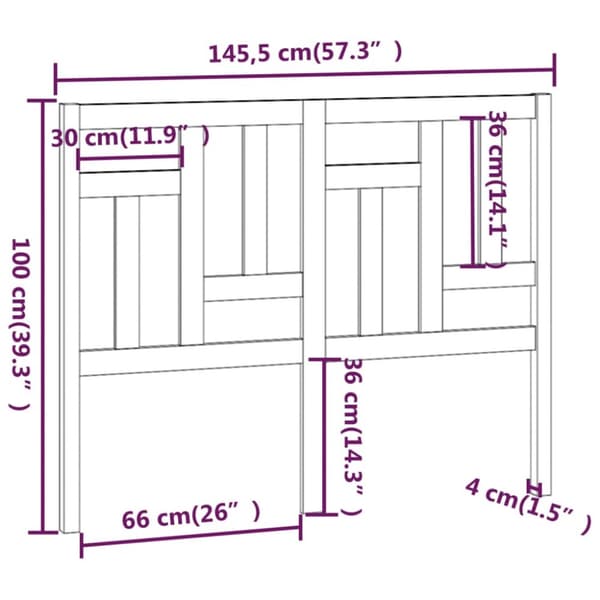 Sengegærde 145,5x4x100 cm massivt fyrretræ - Sengegærde - Sengegærder - Home & Living