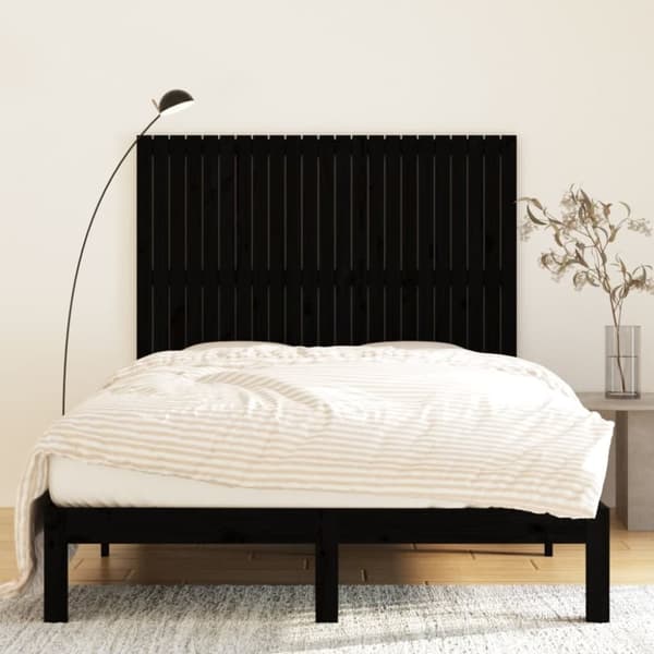 Sängynpääty seinälle musta 146,5x3x110 cm täysi mänty - Seinäsängynpääty - Seinäsängynpäädyt - Home & Living
