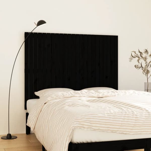 Sängynpääty seinälle musta 146,5x3x110 cm täysi mänty - Seinäsängynpääty - Seinäsängynpäädyt - Home & Living