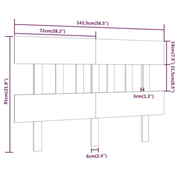 Sengegærde 143,5x3x81 cm massivt fyrretræ - Sengegærde - Sengegærder - Home & Living