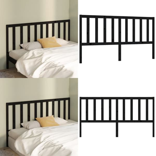 Sengegærde 206x4x100 cm massivt fyrretræ sort - Sengegærde - Sengegærder - Home & Living