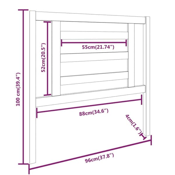 Sengegærde 96x4x100 cm massivt fyrretræ - Sengegærde - Sengegærder - Home & Living