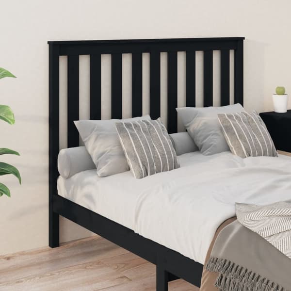 Sengegærde 146x6x101 cm massivt fyrretræ sort - Sengegærde - Sengegærder - Home & Living