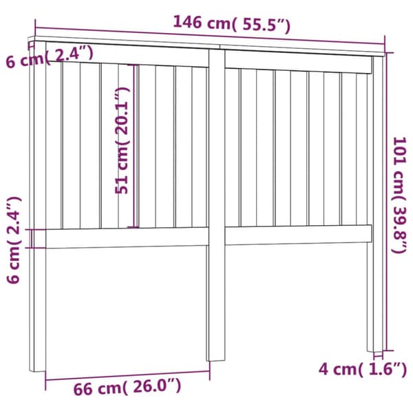 Sengegærde 146x6x101 cm massivt fyrretræ sort - Sengegærde - Sengegærder - Home & Living