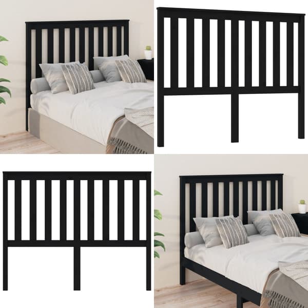 Sengegærde 146x6x101 cm massivt fyrretræ sort - Sengegærde - Sengegærder - Home & Living